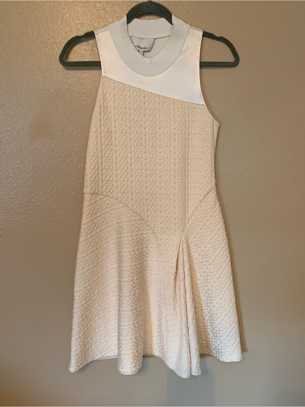 3.1 Phillip Lim Cream Textured Sleeveless Fit-and-Flare Dress size s